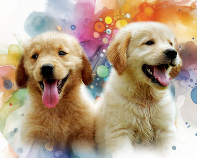 A customized portrait of 2 your pets: digitally processed photos on a watercolour background!