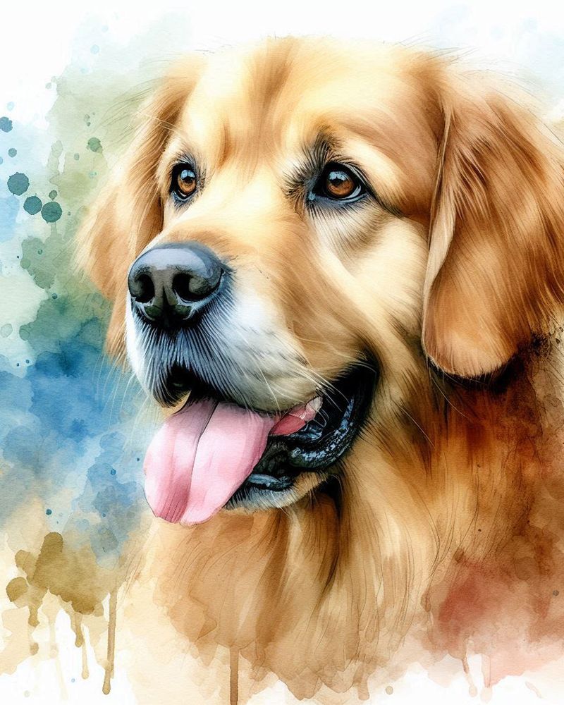 A customized portrait of one your pet: digitally processed photos on a watercolour background!