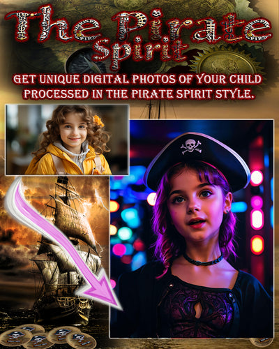 Photo set of 9 customised photos "THE PIRATE STYLE" fairy tale style photo shoot for children. Photo transformation service.