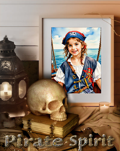 Photo set of 9 customised photos "THE PIRATE STYLE" fairy tale style photo shoot for children. Photo transformation service.