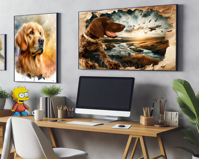 A customised portrait of your pet with a wildlife background complemented by an elegant paper frame for a touch of sophistication.