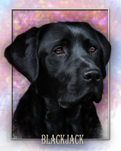 A customized portrait of one your pet: digitally processed photos on a watercolour background!