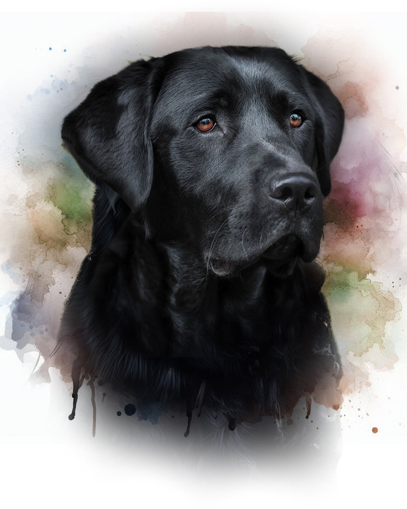 A customized portrait of one your pet: digitally processed photos on a watercolour background!